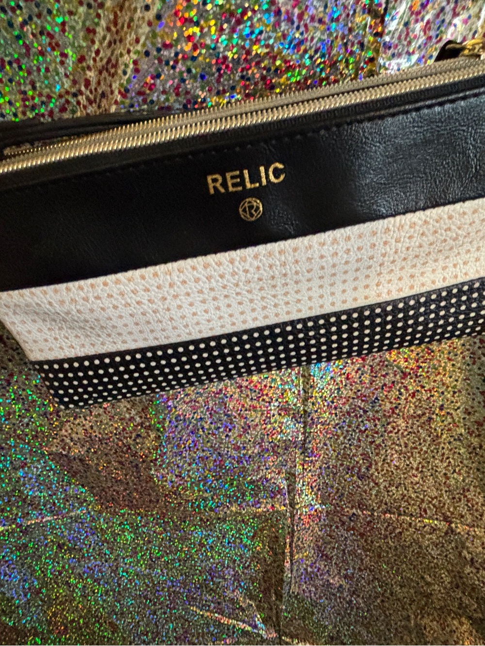 Relic Black and White Polka Dot Wristlet Clutch and/or Shoulder Bag